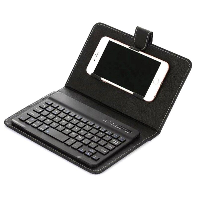 Draagbare bluetooth-toetsenbordhoes voor mobiele telefoon, draadloos toetsenbord van pu-leer, beschermhoes voor 4.5 inch en -6.8 inch smartphones