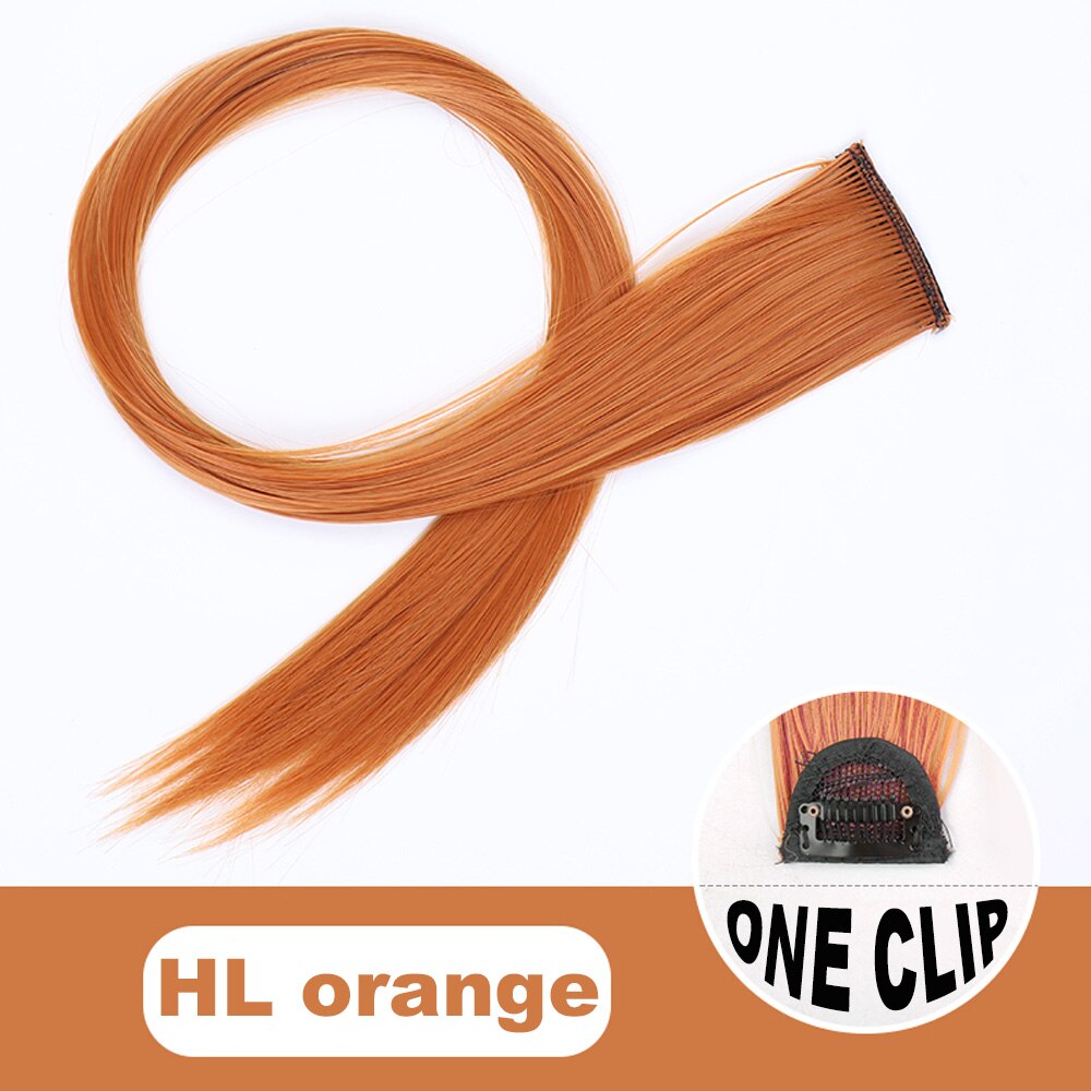 Xg color strip extension 22 tommer clip in hair extensions lange lige ombre frisurer 8 farver tilgængelige til kvinder hovedbeklædning: 1c- hlorange