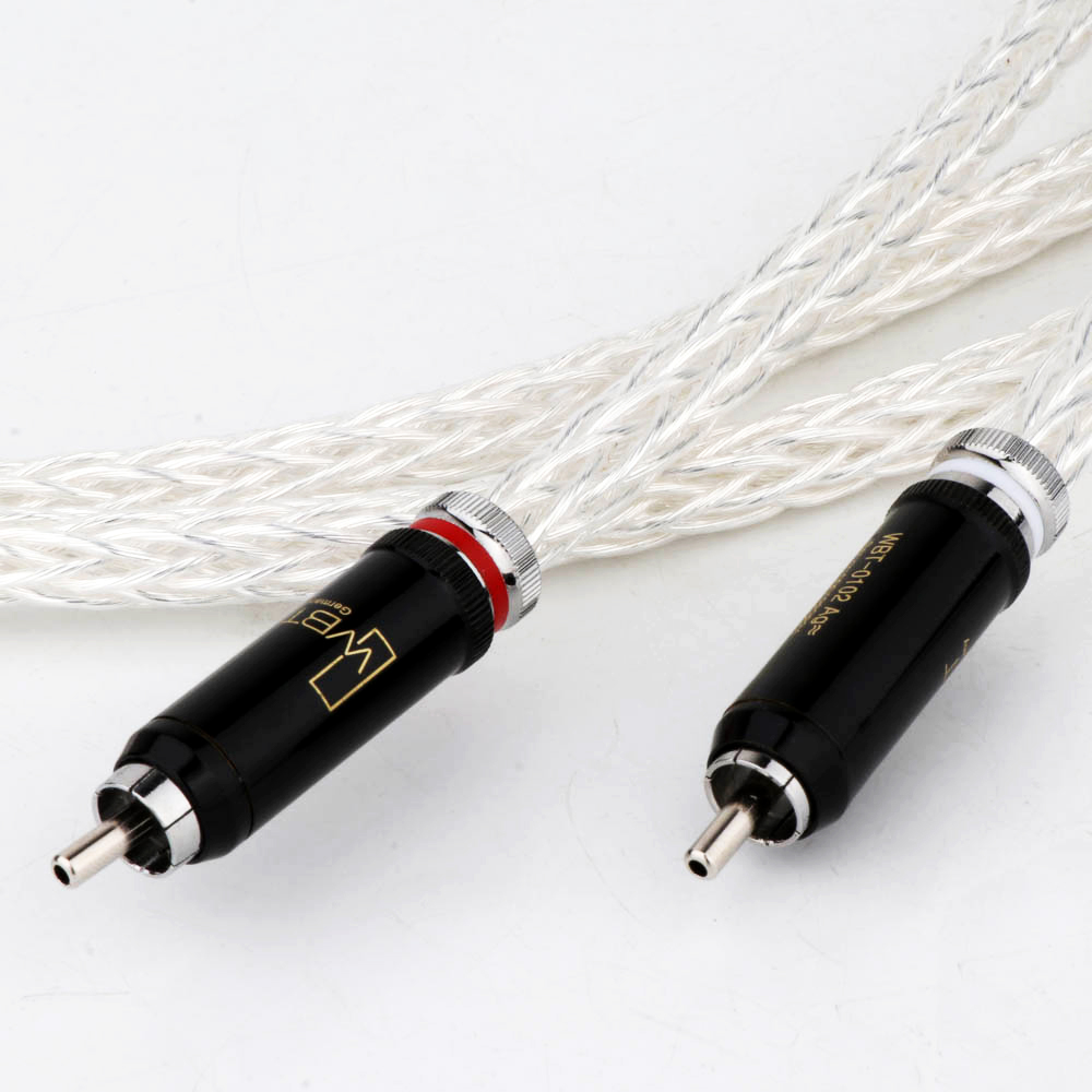 Hifi Audio RCA Cable 7N OCC Silver Plated WBT RCA Plug Self Locked RCA Cable for Amplifier DAC TV Car Audio 2RCA Cable