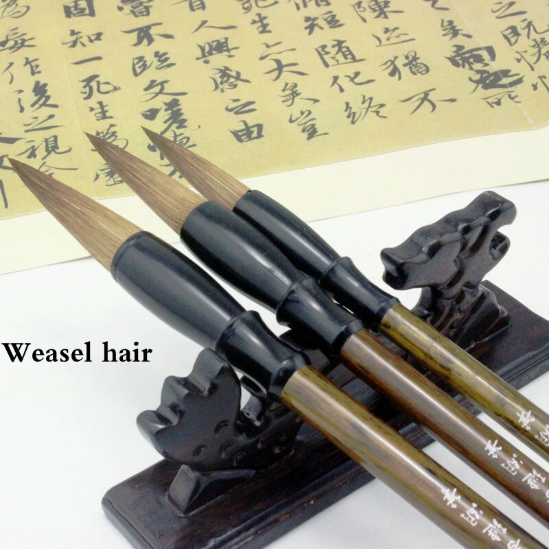 Kinesisk kalligrafibørste sæt caligrafia maleri skrivepensel pen 3 stk / sæt væsel hårbørste pen tinta kina kalligrafi