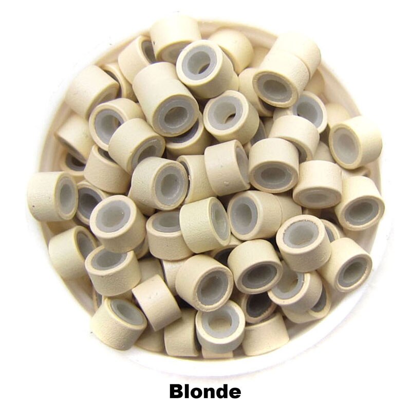 1000pcs 5.0mm Silicone Micro Ring Aluminium Micro Silicone Rings/Links/Beads Hair Extensions Tools For Human Hair: Blonde