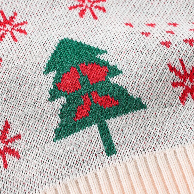 freundlicher Weihnachten zur Seite fahren Outfits Mädchen Herbst Winter Karikatur Hirsch Langarm Rundhals zur Seite fahren Gestrickte Spitzen 3-8 jahre