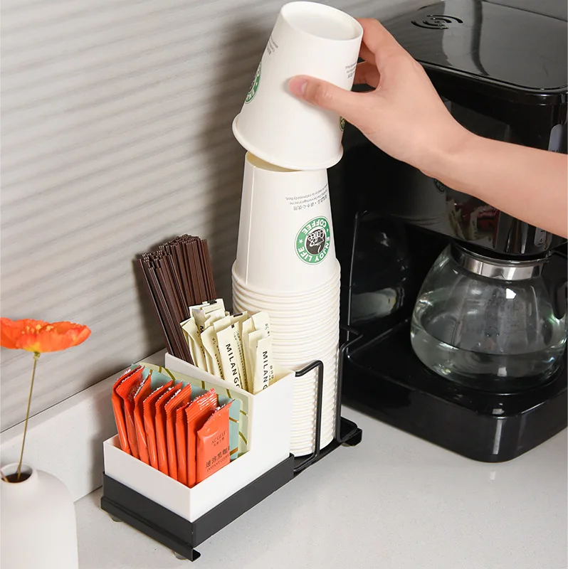 Bekerhouder Papieren Opbergrek Koffiestation Benodigdheden Aanrecht Bar Organizer Kantoor Mok Wegwerp Bekers Stand