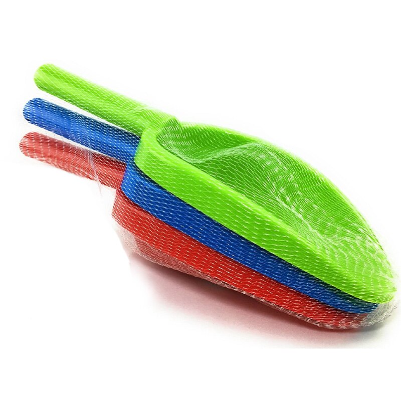 3Pcs Kinderen Lange Handvat Matte Lage Plastic Schop, Geschikt Voor Zand En Strand Rood, blauw En Groen