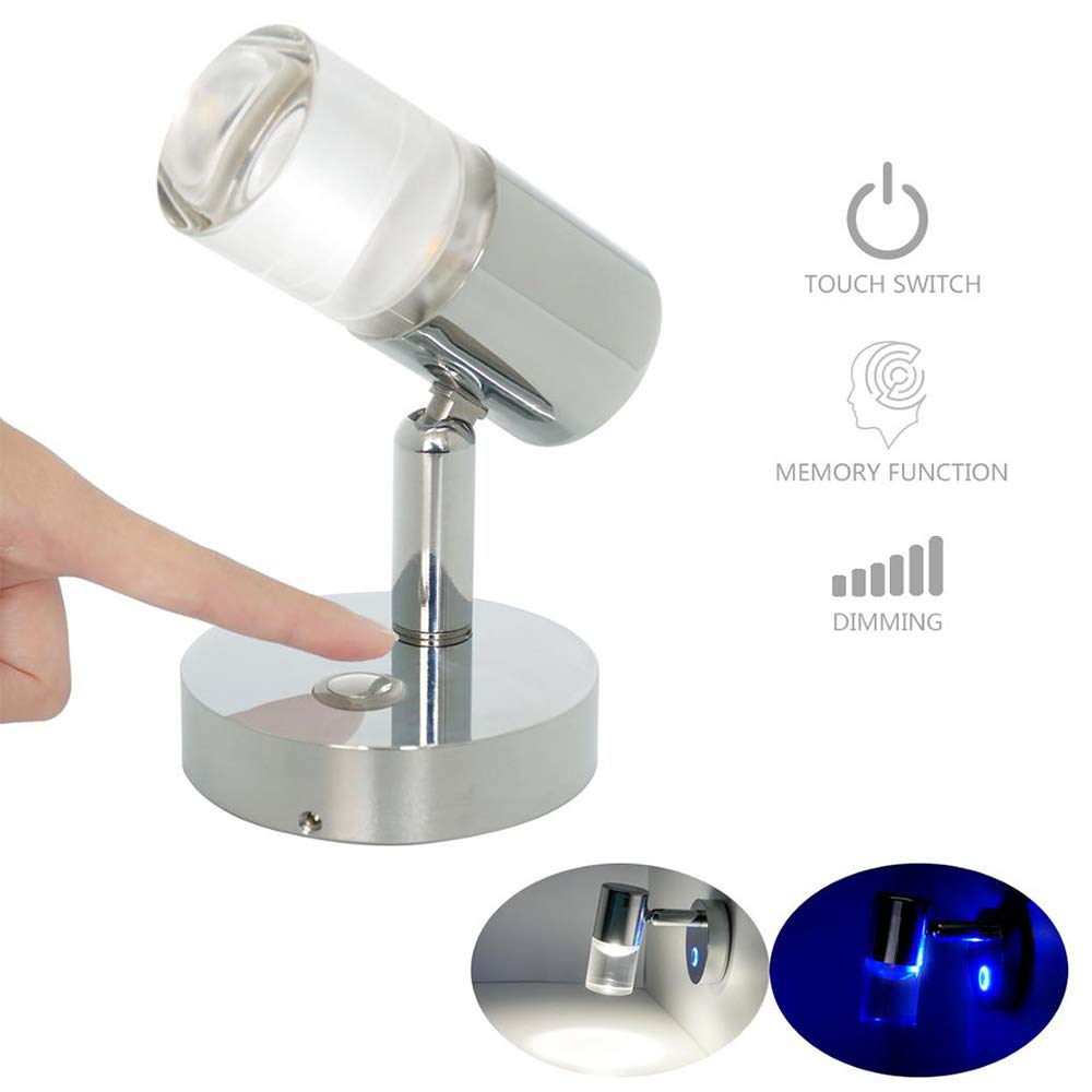 Adjustable 12/24V LED Caravan Spot Reading Light Touch Switch RV Camper Interior Light Car Lamp