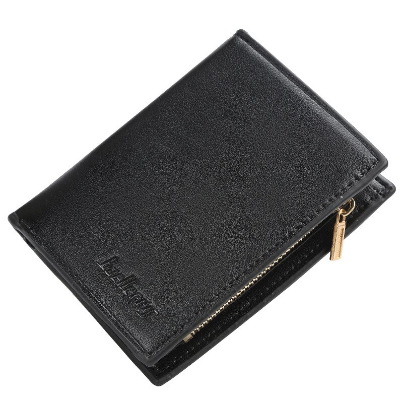 Genuine Leather Wallet Men Clip Cowhide Wallet Men Brand Coin Wallet Small Clutches Men's Purse Coin Pouch Short Men Wallet: D black