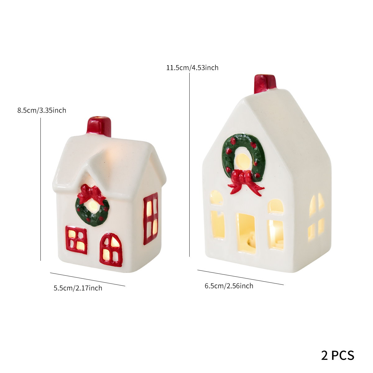 Christmas Decorations Exquisite Ceramic Glowing Little House Set Tabletop Ornaments Create Party Decorations: plum