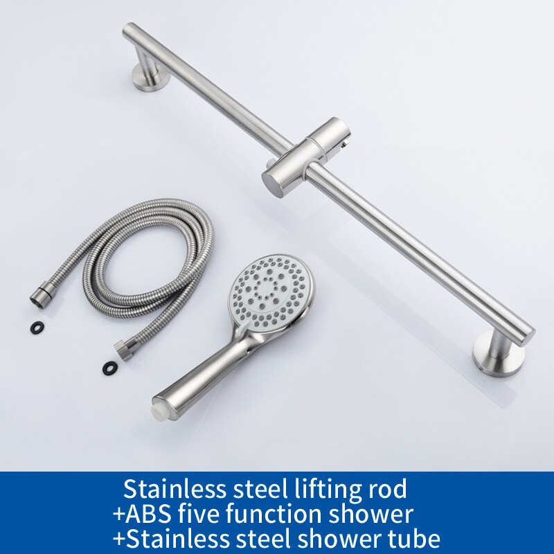Sus 304 rostfritt stål justerbart duschglidstång handhåll duschskena glidstångsats med sus 304 dusch & slangborstat nickel: Med abs dusch