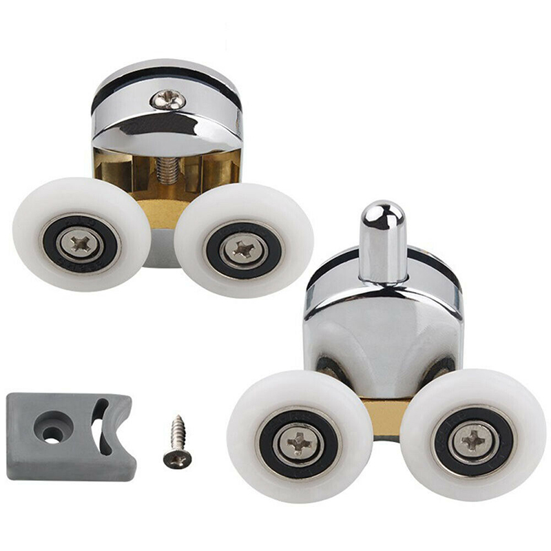 4pcs/set 23mm/25mm Shower Glass Door Roller Runner Double-Wheel Sliding Pulleys Bearing Runners Replacement Bathroom Accessories