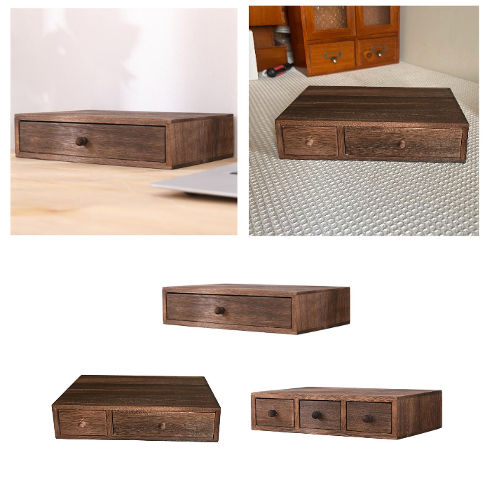 Desktop Organizer met lade Houten tafelkast voor kaarten, postzegels, rekeningen