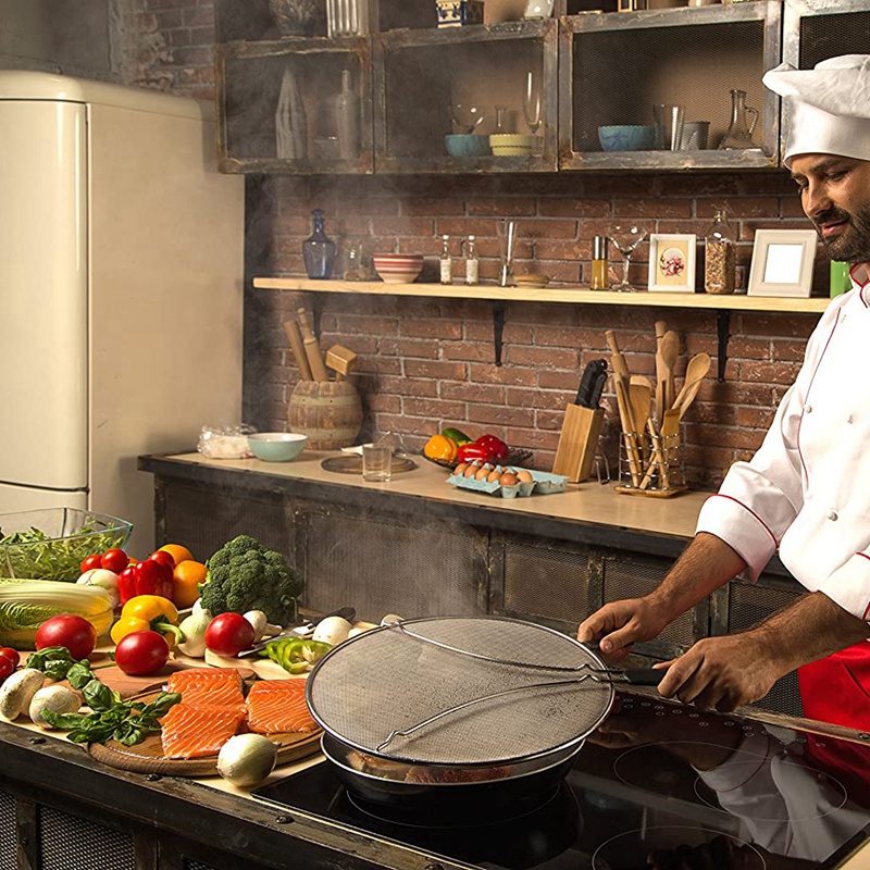 13 Inch Grease Splatter Screen for Frying Pan, Protects Skin From Burns, Splatter Guard for Cooking, Keeps Kitchen Clean