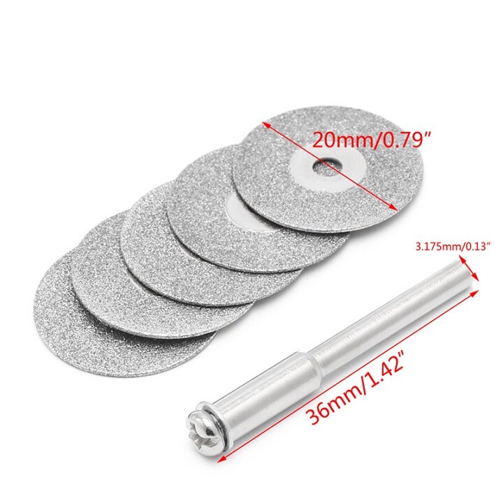 5pcs 50mm Diamonte Cutting Discs Drill Bit Shank For Rotary Tool Blade: 20mm