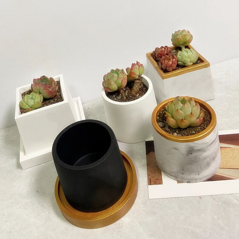 Silicone Molds For Concrete Flower Pot,Cement Molds Succulent Plants Pot Mold Concrete Planters Moulds Diy Aromatherapy Plaster