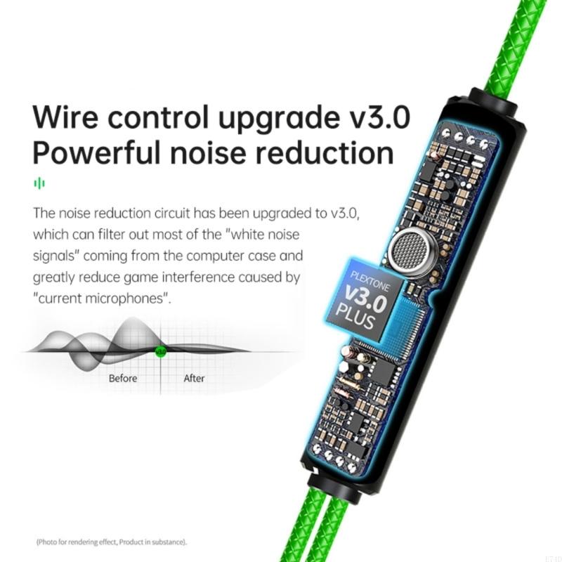 E74D In Ear Earphones eSports Earbud Build-in Noise Cancelling Microphone for Game 3.5mm Cable Controlled Earpiece