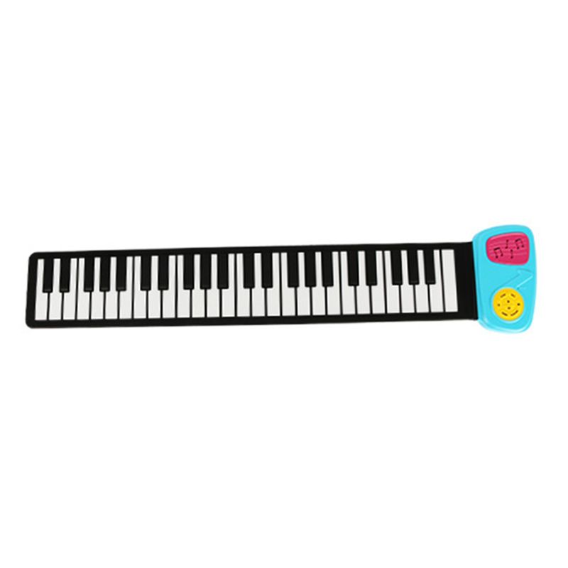 Rainbow Roll Up Piano,Portable Foldable Standard 49 Keys Flexible Soft Silicone Electronic Music Roll Up Piano Keyboard: Blueshell-BKW key
