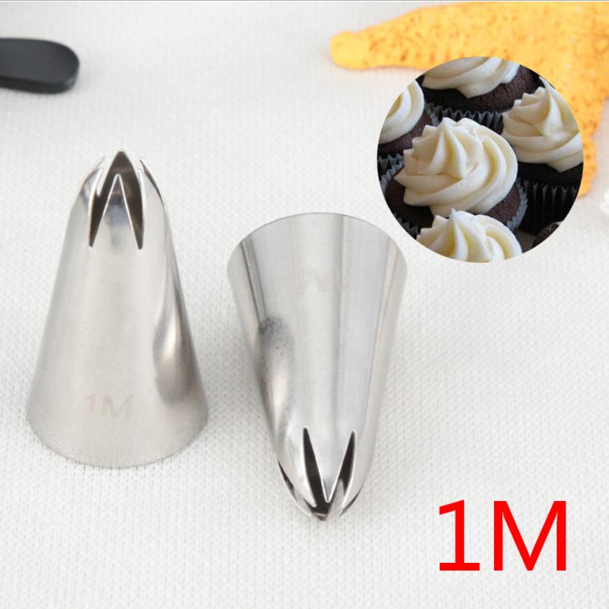 Bico de Aço inoxidável Estrela Aberto Ferramentas de Decoração Do Bolo Confeiteiro Piping Bicos Ponta Pastelaria Cookies Cupcake Cria Gota Flor #1M