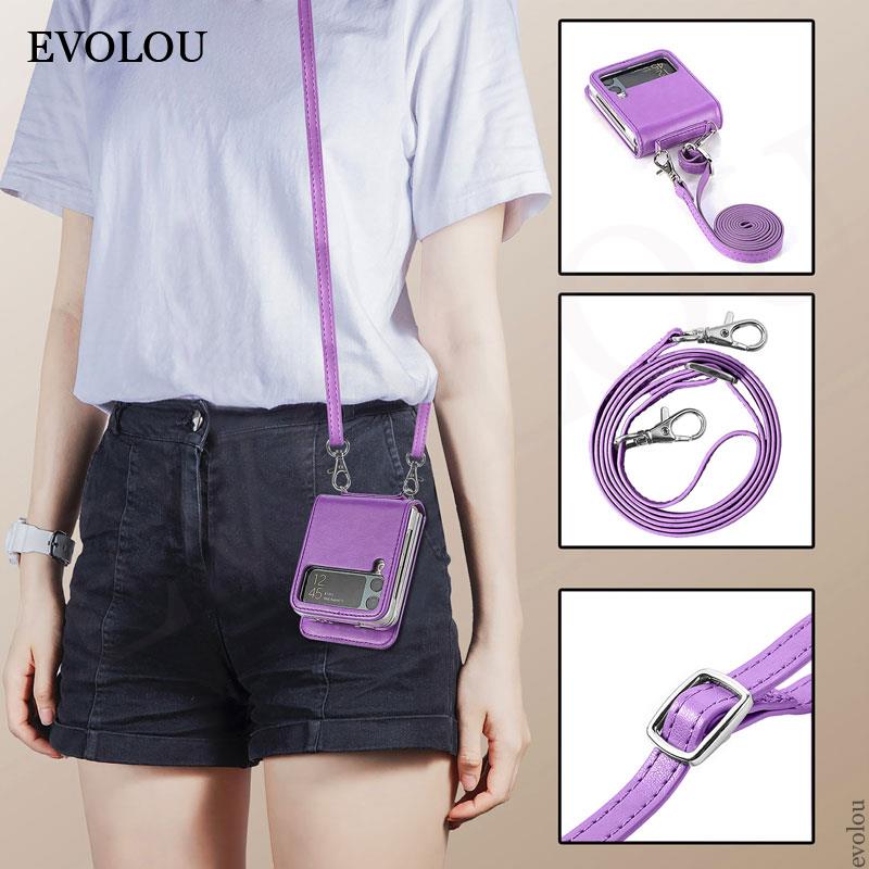 Crossbody Leder Halsband Tas für Samsung Galaxis Z kippen 3 5G - Brieftasche Kartenhalter Hülle