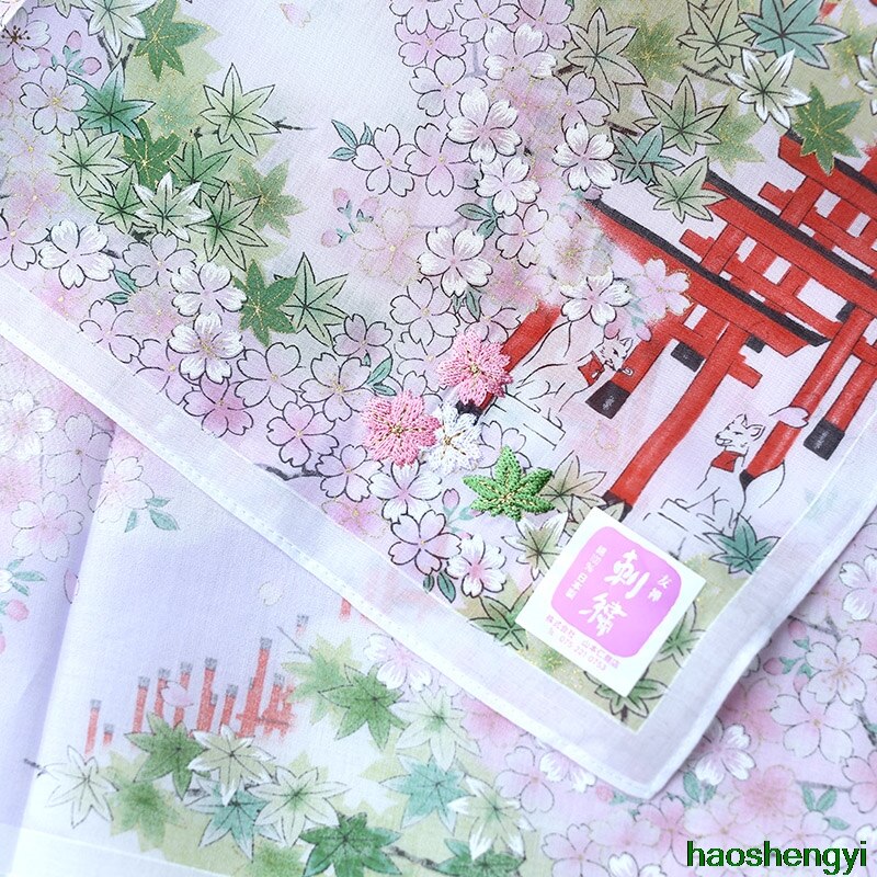 Goede Japanse Geborduurde Zakdoek, Dunne Zachte Hankerchief Vrouwen 48*48Cm,