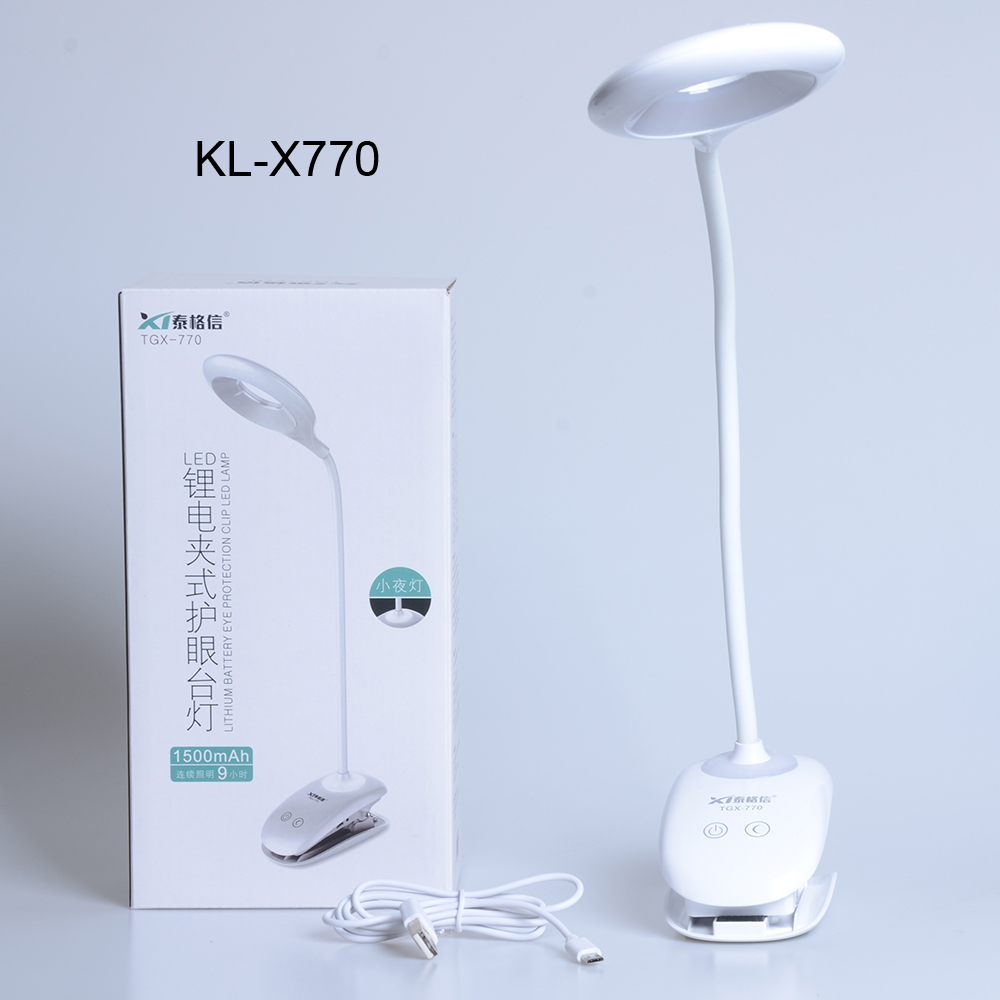 LED Flexo Desk Lamp Table Lamp USB Rechargeable LED Portable Clip-On Touch Touch Switch Study Read Office Student Table Light