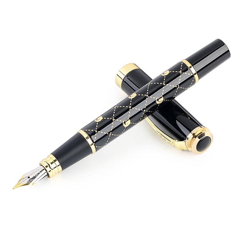 Jinhao 500 Iraurita 0.5mm Fine Nib Fountain Pens Grid Pattern Metal Writing Pen Tools Stationery for Student School Office
