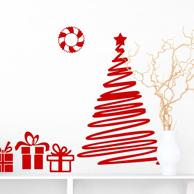 Merry christmas tree wallstickers christian for home decor stue diy butikkvindu glass vinyl festival veggmaleri kunst xmas