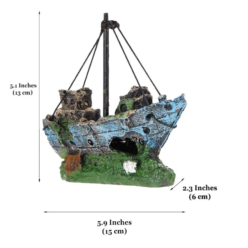 Décor d&#39;aquarium en épave, bateau à voile, bateau à voile, destructeur, décor de grotte pour Aquarium