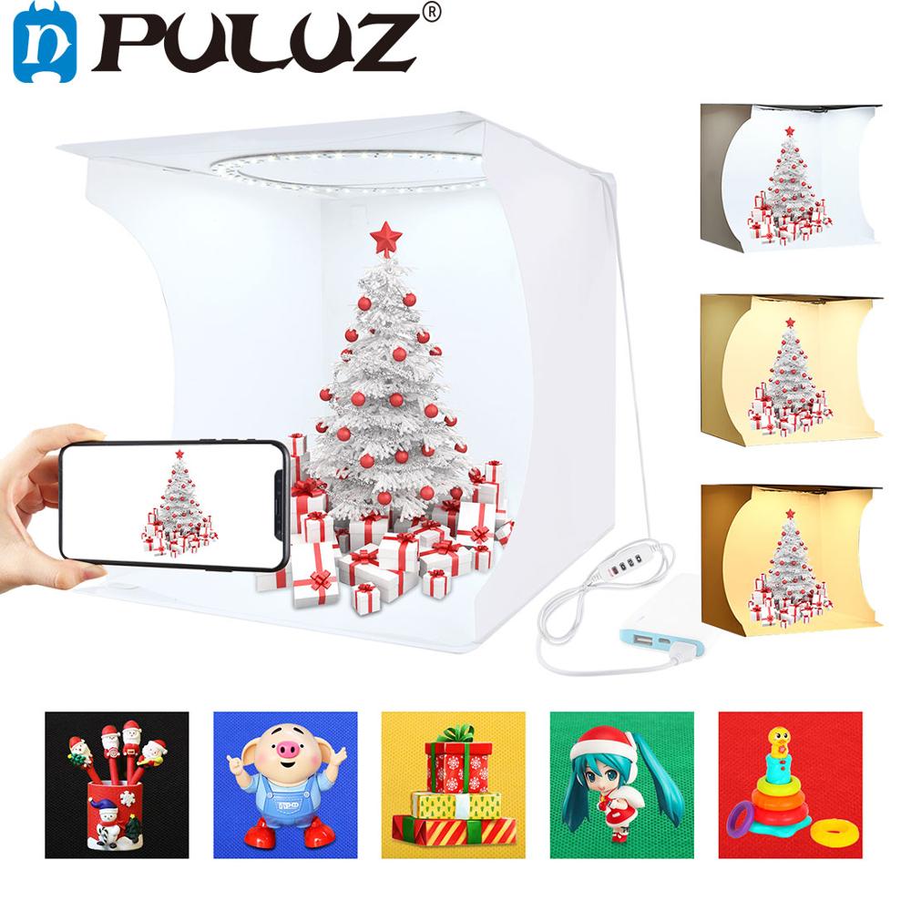 PULUZ 20/30cm lightbox Mini pliable Photo Studio boîte photographie LED 30cm Lightbox Studio tir tente kit & 6 couleurs décors