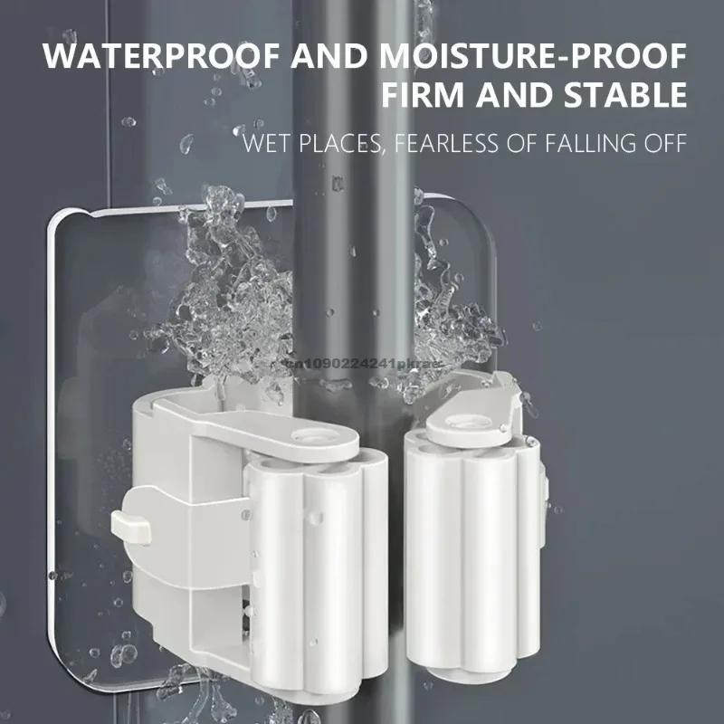 Uchwyt na mopa Samoprzylepny stojak na miotłę Montowany na ścianie wspornik na mopa Haczyk na szczotkę robić zamiatania Organizer robić przechowywania Akcesoria łazienkowe i kuchenne