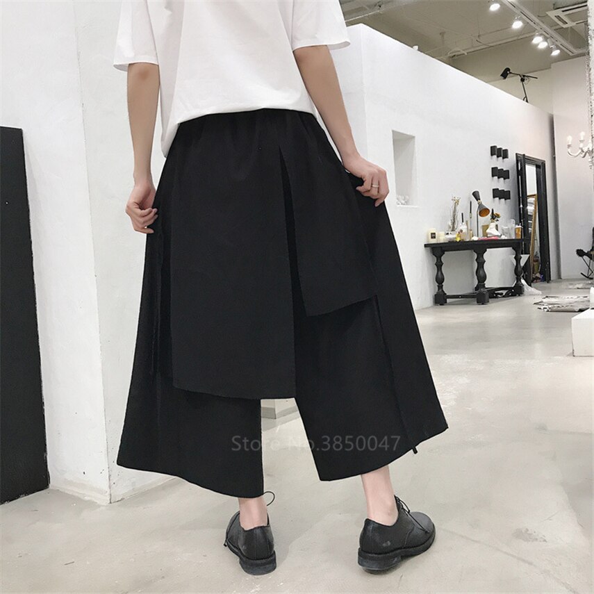 Pantalones bombachos japoneses para hombre, pantalón Vintage holgado para correr, pantalones cruzados Haori, pantalones de entrepierna, pantalones de camal ancho, disfraz de Samurai de talla grande