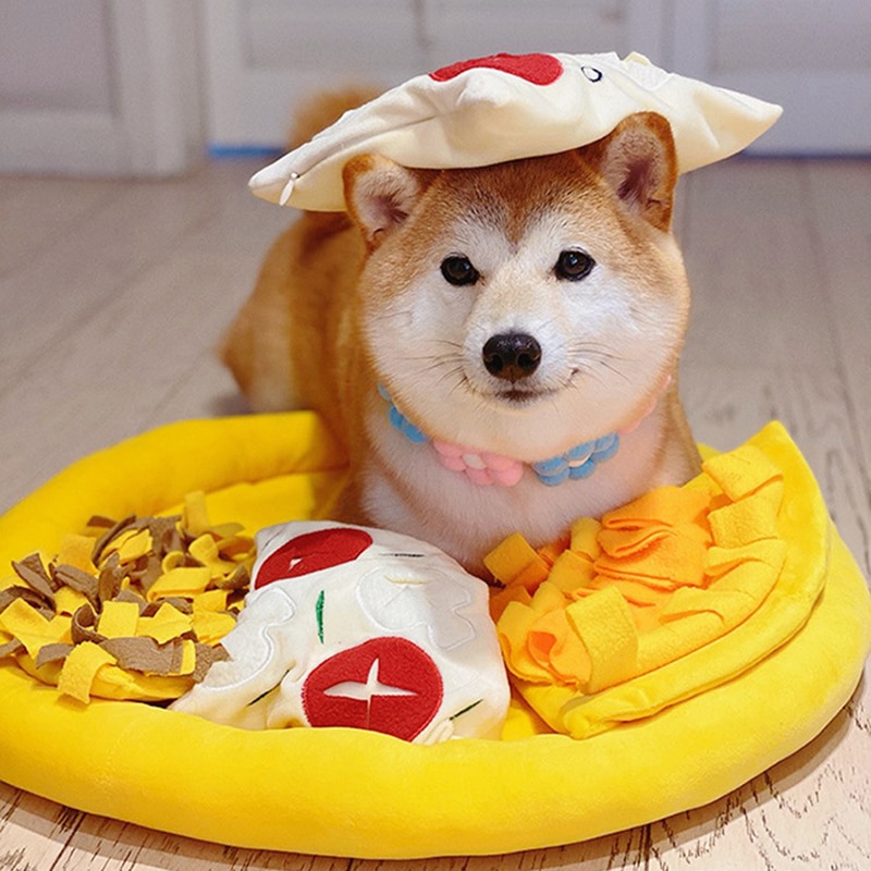 Snuffelmat voor huisdieren, hondenspeelmat voor katten, trainingsdeken voor huisdieren, pizzapatroon voor huisdieren, verborgen voedsel snuffelmat, voermat voor huisdierensnacks, neuspad voor huisdieren