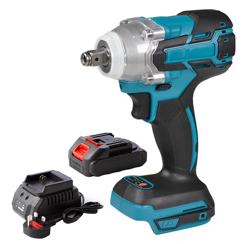 18v børsteløse trådløse elektriske slagnøkler 520nm oppladbare 1/2 skiftenøkler for makita 18v batteri+nøkkelsokkel +3000 mah batteri