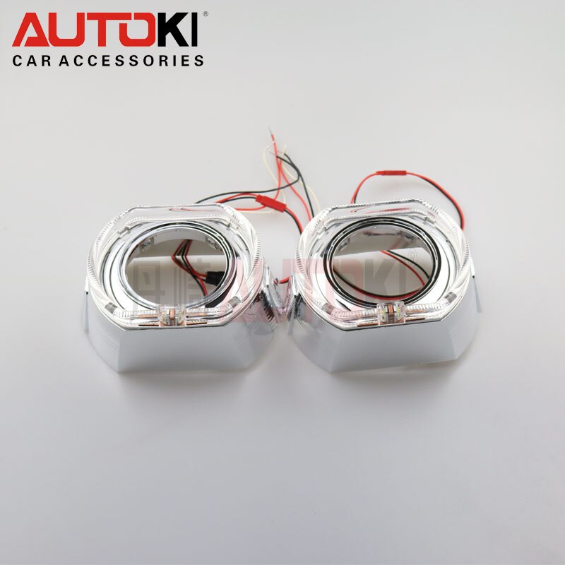 Autoki 3.0 inch led angel eye DRL Shroud Cover for 2.5 and 3.0inch bi-xenon projector lens