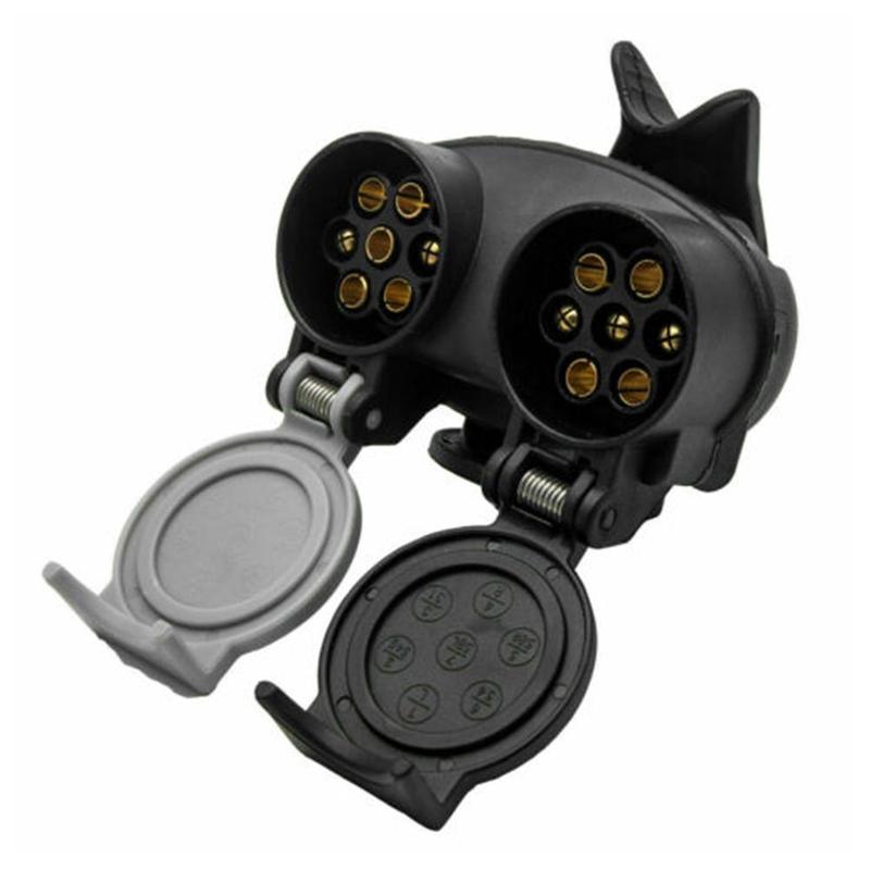 13 Pin Naar 7 Pin Euro Trailer Towing Caravans Dual Socket Plug Adapter Connector Trailer Plug Adapter: Default Title