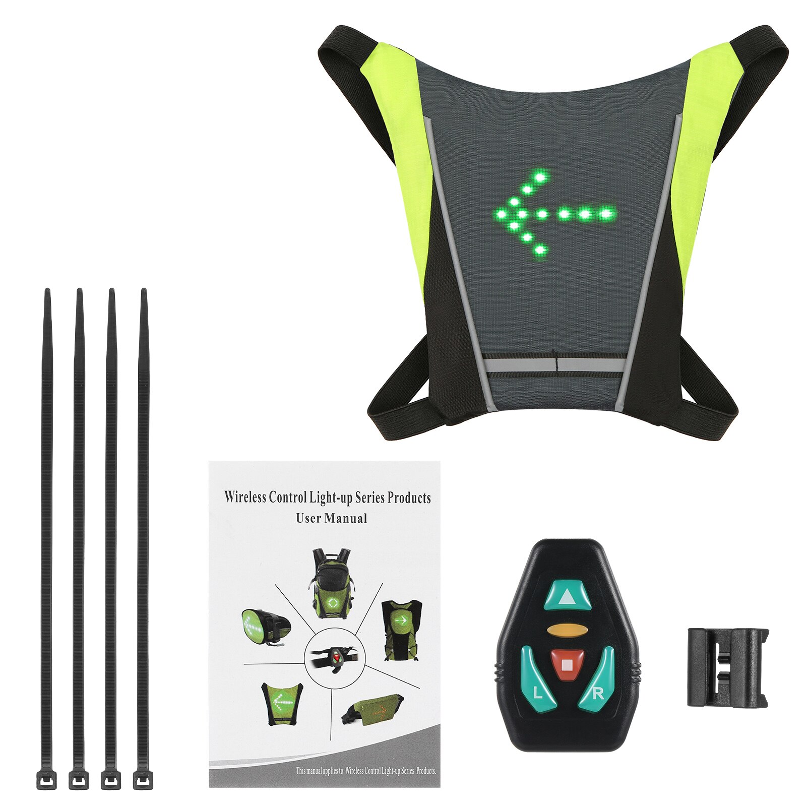 Sac de vélo réfléchissant avec clignotant LED, sac à dos Rechargeable USB, Clip de fixation avec télécommande, sacs à lumières LED: Gery
