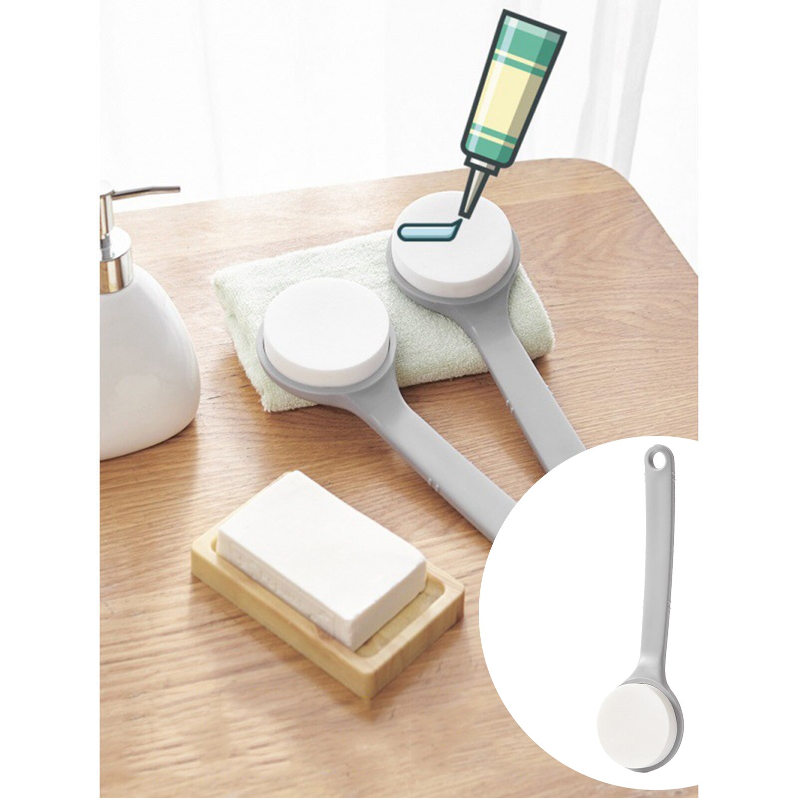 Lotion Applicator Body Wash Brush Padded Brush for Back Legs Feet Bath Women