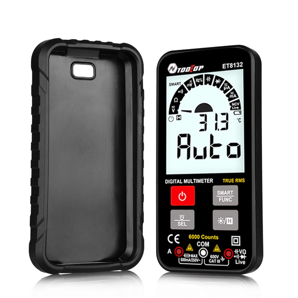 TOOLTOP ET8132 Digital Multimeter AC DC Voltage Current Resistance Frequency Meter Automatic Identification True RMS 6000 Counts