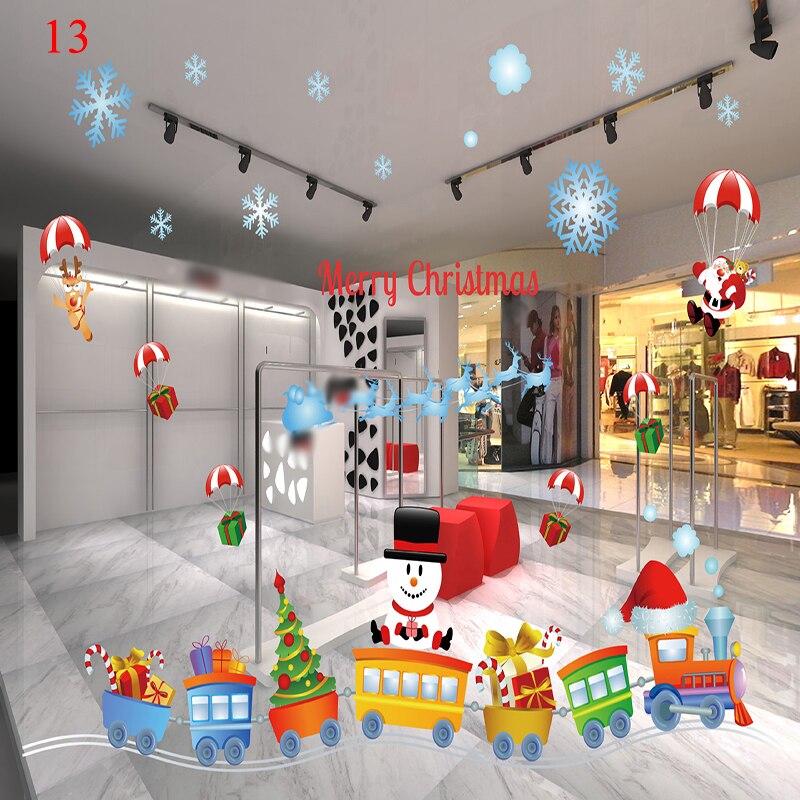 Pegatinas de Navidad de dibujos animados para escaparate de ventana, muñeco de nieve extraíble, de vidrio para decoración del hogar, pegatinas electrostáticas sin pegamento de PVC: 13