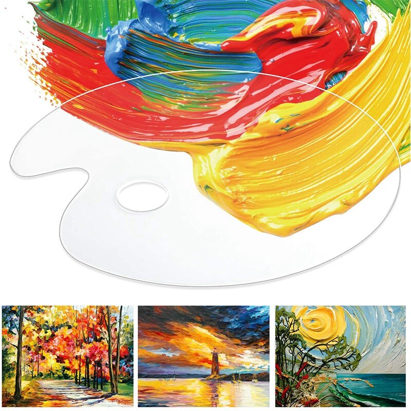 Clear Paint Palettes Non-Stick Oval Artist Paint Mixing Palette for Acrylic Oil Paints Mixing (12 inchX15.7 inch)