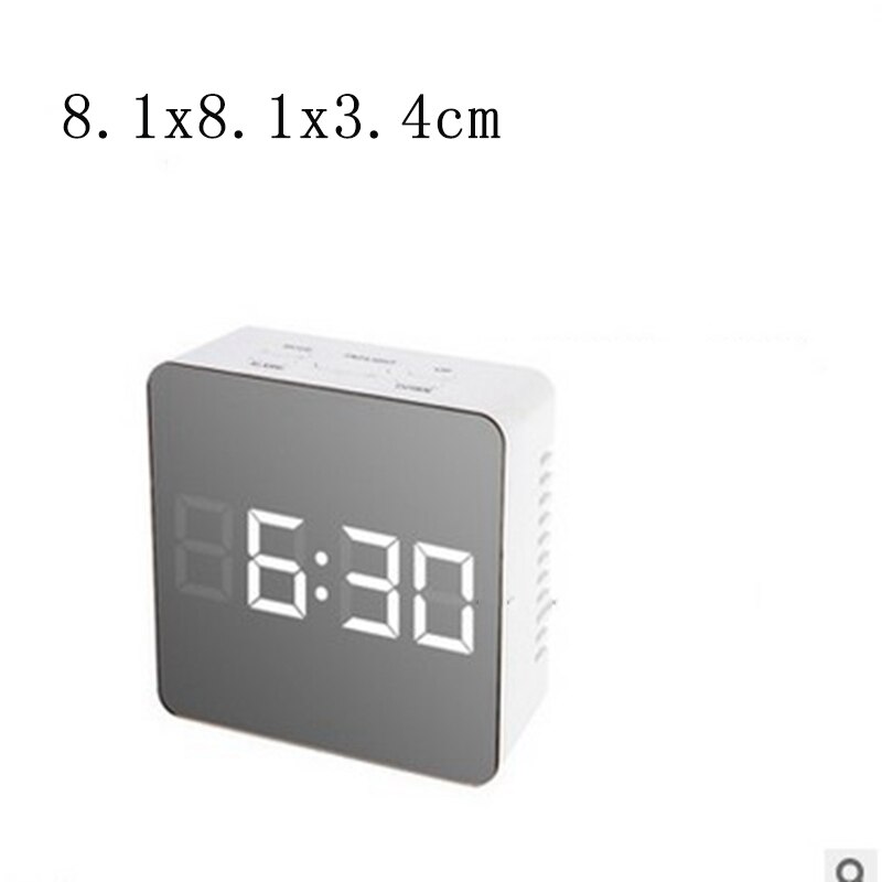 LED Mirror Alarm Clock Electronic Time Temperature Display Digital Snooze Table Clock USB Charging Multi-function Desk Clocks