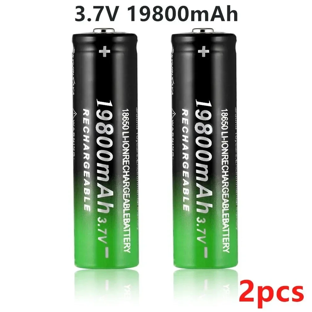 best-selling18650 battery 3.7V 19800 Mah USB+charger,suitable for flashlights and razors rechargeable lithium-ion batteries: green