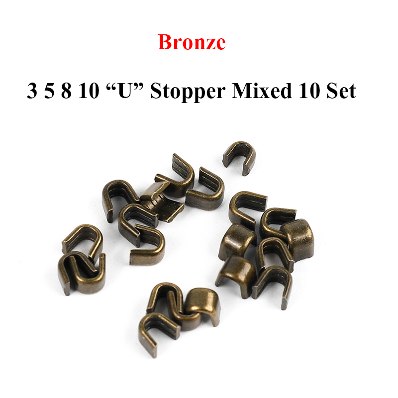 Zipper Repair Tool Set Metal Stopper Double Slider /Open End/Close end Zipper Sewing Stopper Accessories Zipper DIY For Clothes: U Bronze Mixed 10set