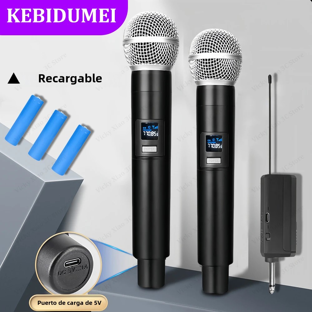 Mikrofon bezprzewodowy 2.4G UHF akumulatorowy mikrofon ręczny Karaoke zestawy wielomikrofonowe na imprezę na żywo spotkanie kościelne