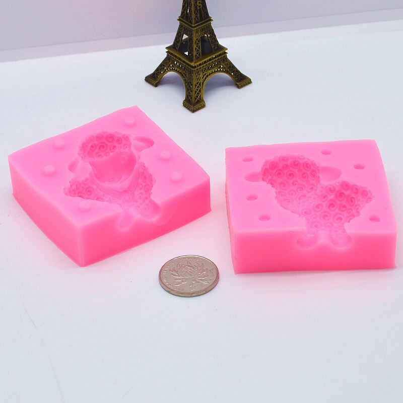 Cute 3d Sheep Silicone Mold Kitchen Baking Tool Resin DIY Cake Chocolate Fondant Moulds Pastry Dessert Lace Decoration Supplies