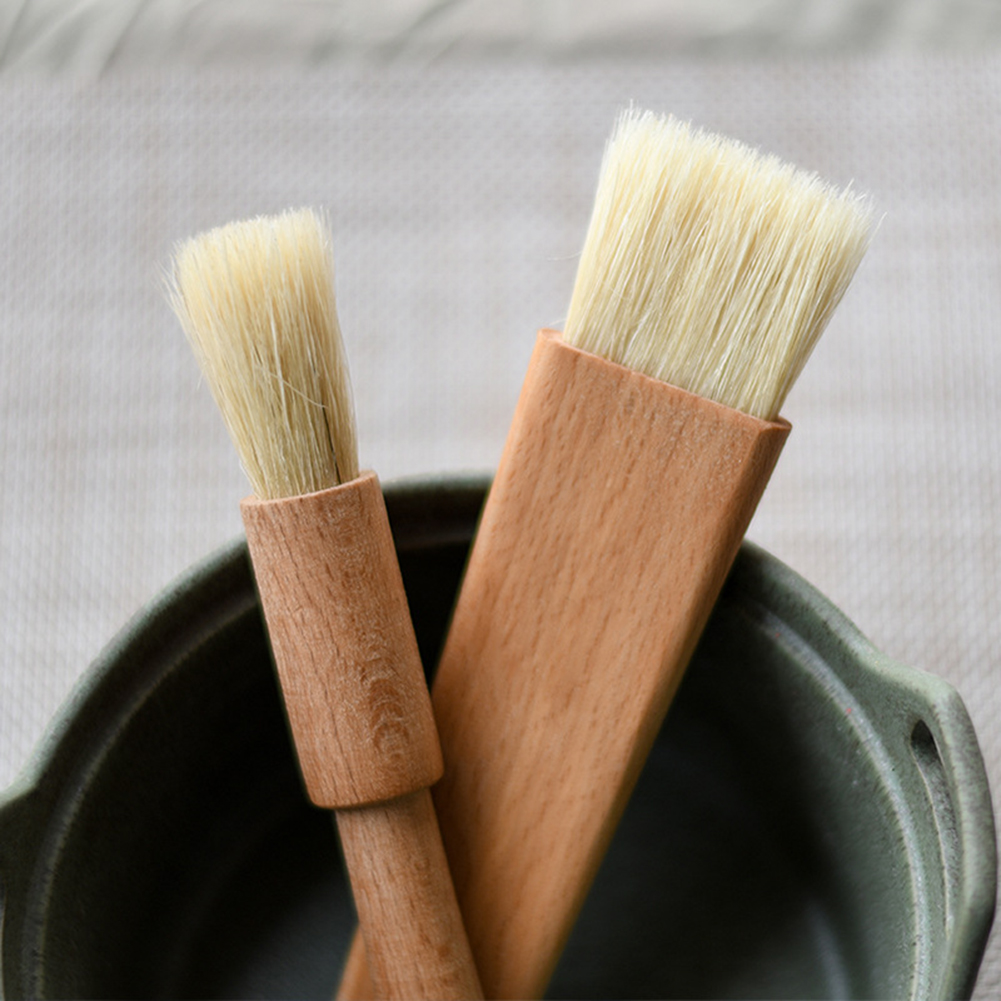 Brosse à pâtisserie en poils naturels | Manche en bois, outil de basages de ustensiles de cuisson, Durable et facile à utiliser, brosse à poils souples à large usage
