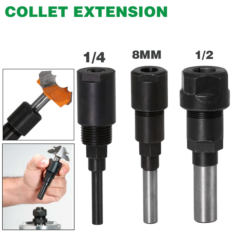 1PC 1/4" 8mm 12mm 1/2"Shank bits Router Collet Extension Engraving machine extension rod