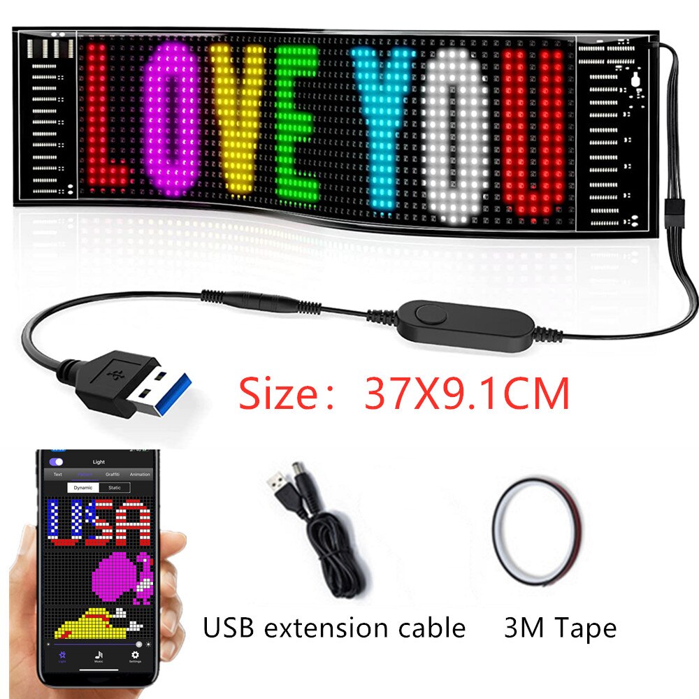 Bluetooth Programmable Rgb Flexible Led Module 16*32 Pixel Display Matrix Sign Android Ios Application Control Led mask Screen: 37X9.1CM 7 color