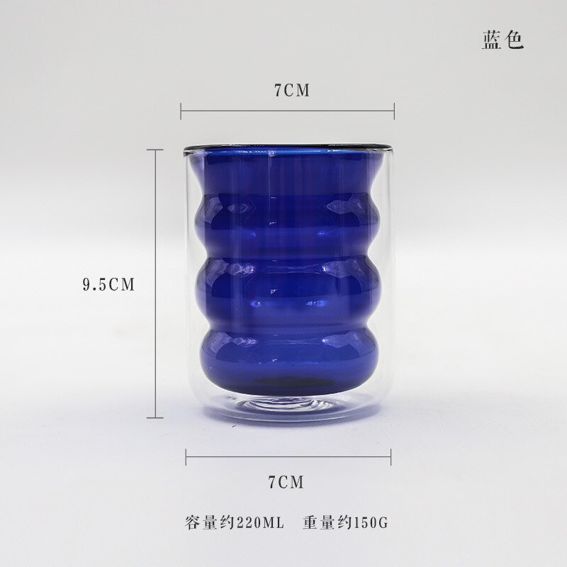 Dobbelt spiralglass høytemperaturbestandig farge kaffekopp melk te juice kopp frokost melk kopp drikke kopp: Blå