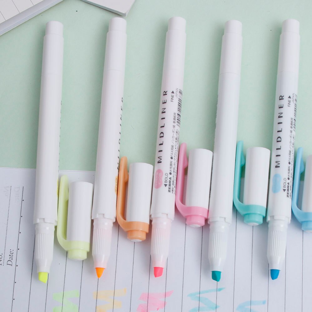 5 farben/set Japanischen Mild liner Stifte Zeichnung Marker Stift Doppel Headed Fluoreszierende Stift Art Highlighter Mildliner Mark Stift