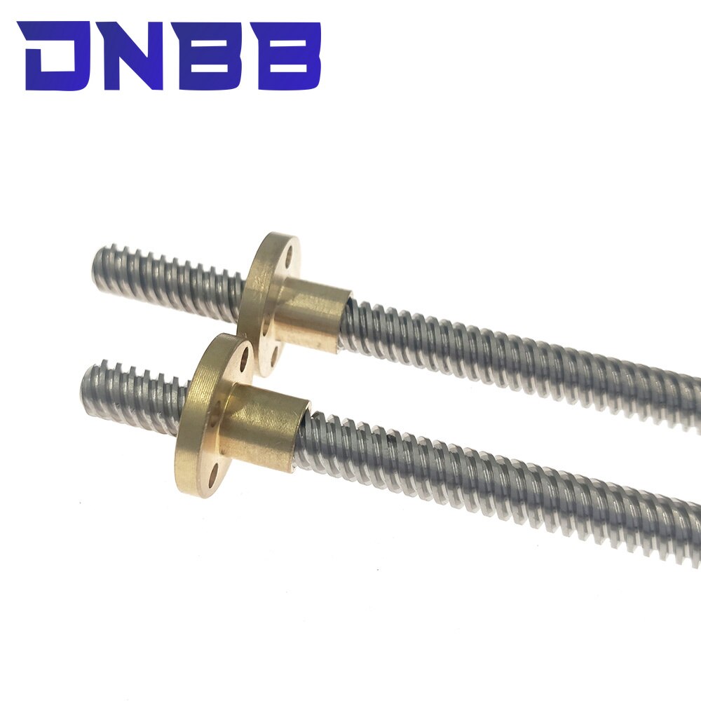 CNC 3D Printer T8 Lead Screw Pitch 2mm Lead 8mm 304 steel Length 150mm 200mm 250mm 300mm 350mm 400mm 450mm 500mm with Brass Nut