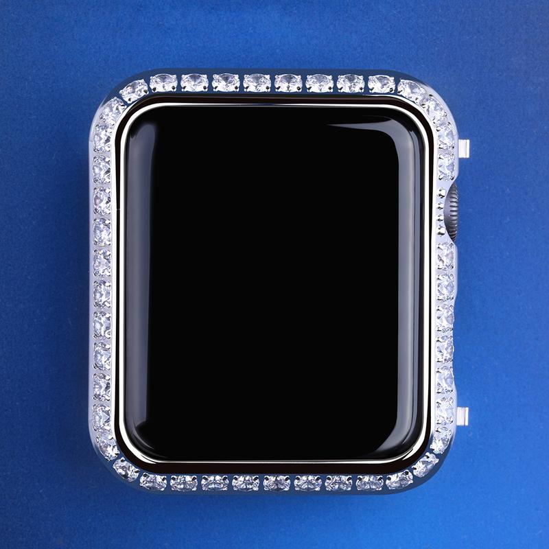 Iced out apple watch -kotelon kansi iwatch -kotelo 40mm/44mm valkokulta/kulta sarjalle 4 / 5 , cz -suojakuori naisille miehille